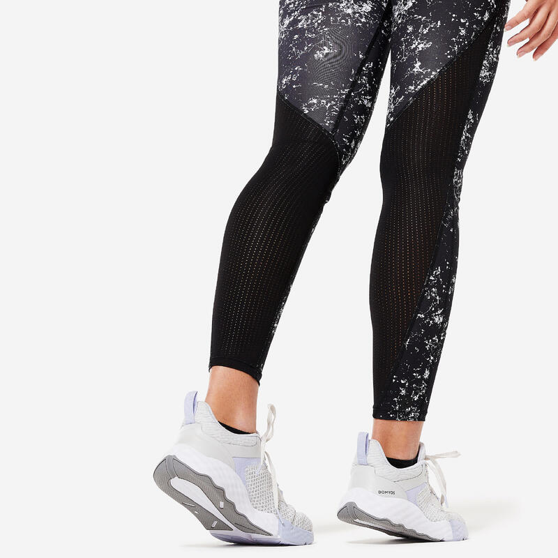 Leggings donna fitness 500 vita alta neri