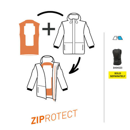Куртка для сноуборда, совместимая с ZIPROTEC, мужская чёрно-хаки SNB 500