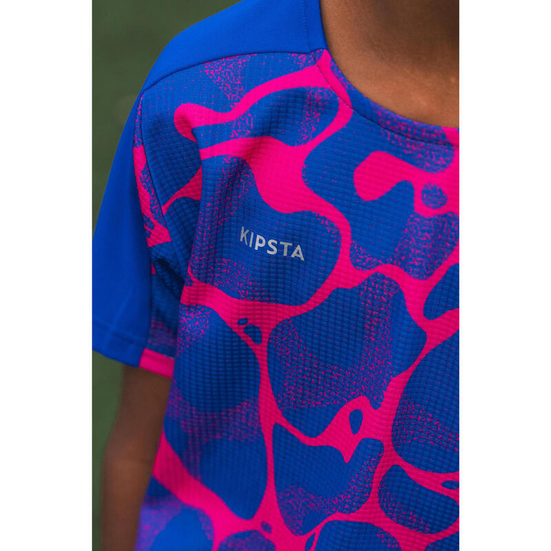 Voetbalshirt met korte mouwen voor kinderen Viralto AQUA blauw/roze