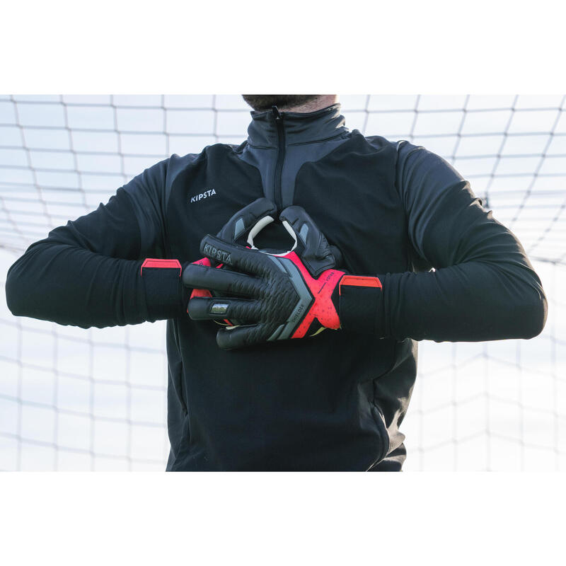 Damen/Herren Fussball Torwarthandschuhe - F900 VIRALTO Shielder schwarz/neonrot