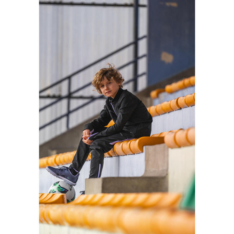 Sweat de football 1/2 zip viralto junior noir et parme