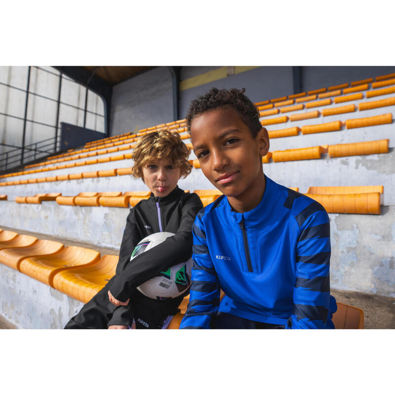 Bluză cu fermoar scurt Fotbal VIRALTO KIDS Bleumarin Copii 