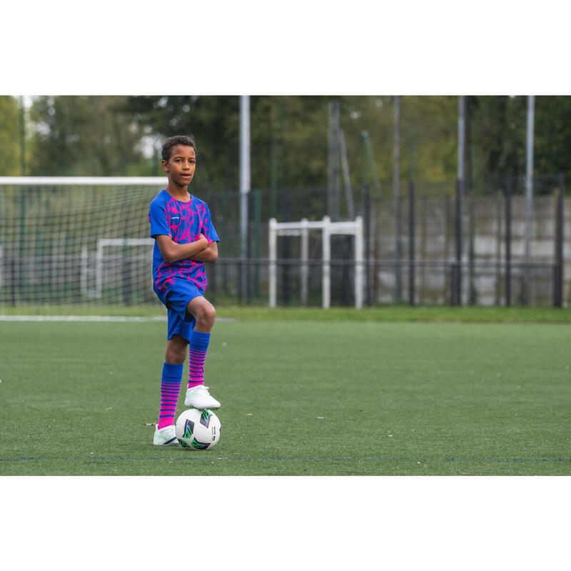 Maillot de Football Viralto JR manches courtes AQUA Bleu et Rose