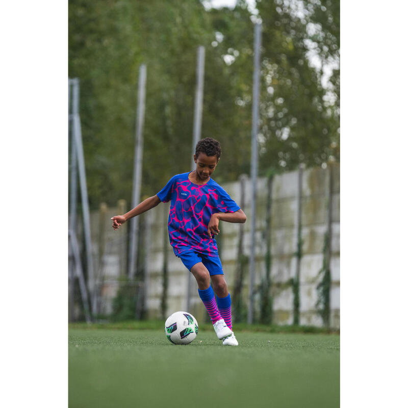 Maillot de Football Viralto JR manches courtes AQUA Bleu et Rose