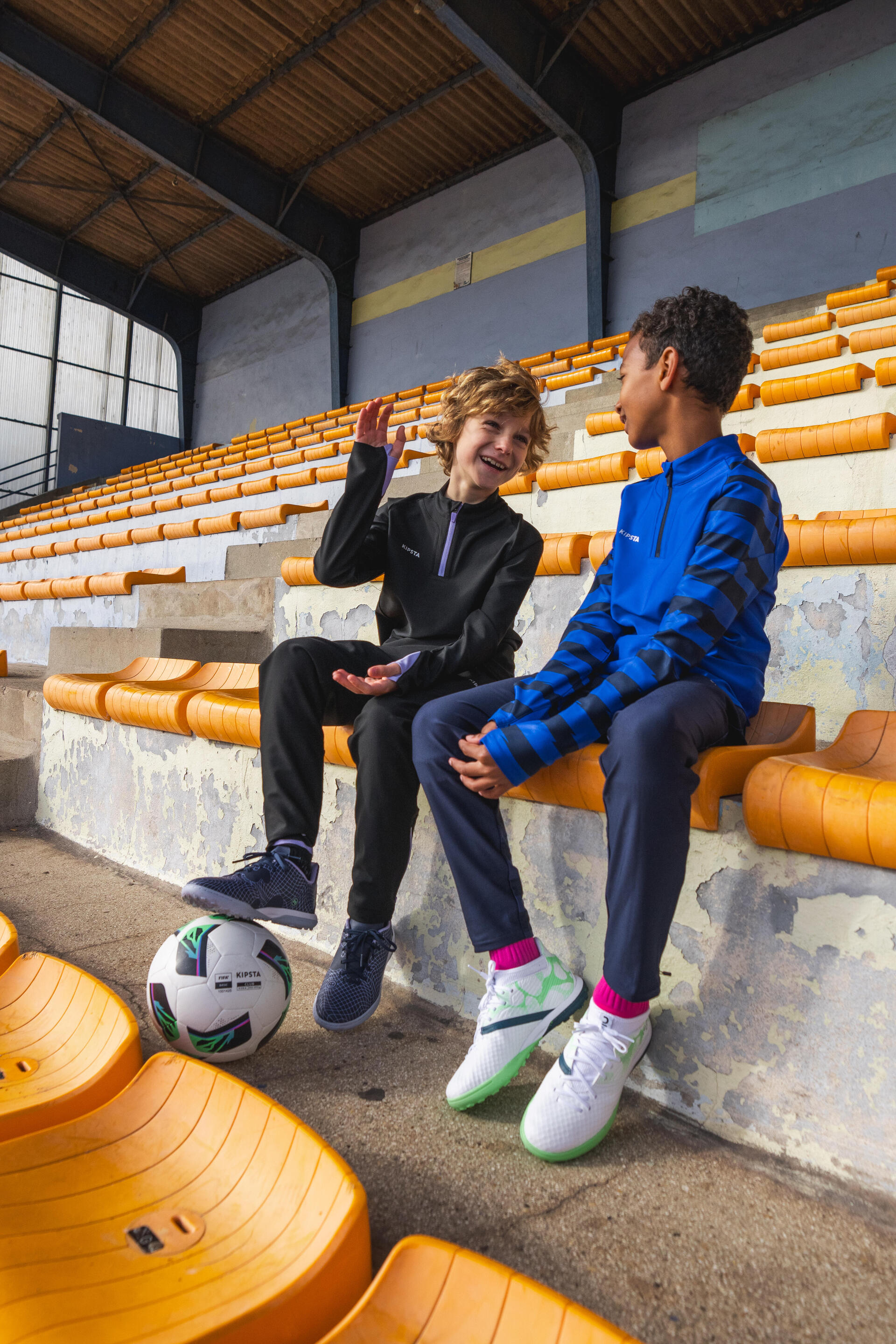 Kids' Lace-Up Football Boots Viralto I Turf TF Nebula