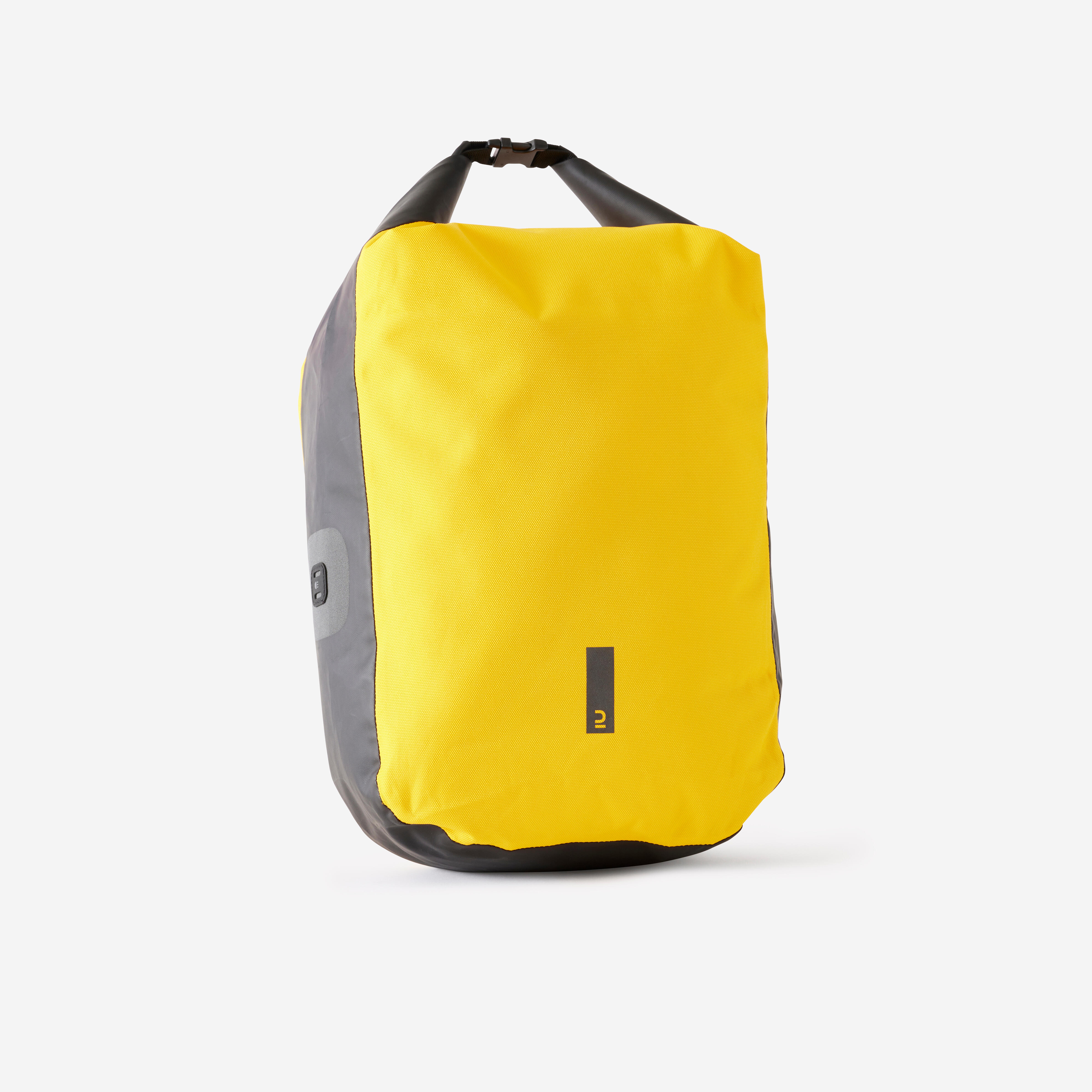 sacoche velo sur porte-bagages 500 20l impermeable jaune - elops