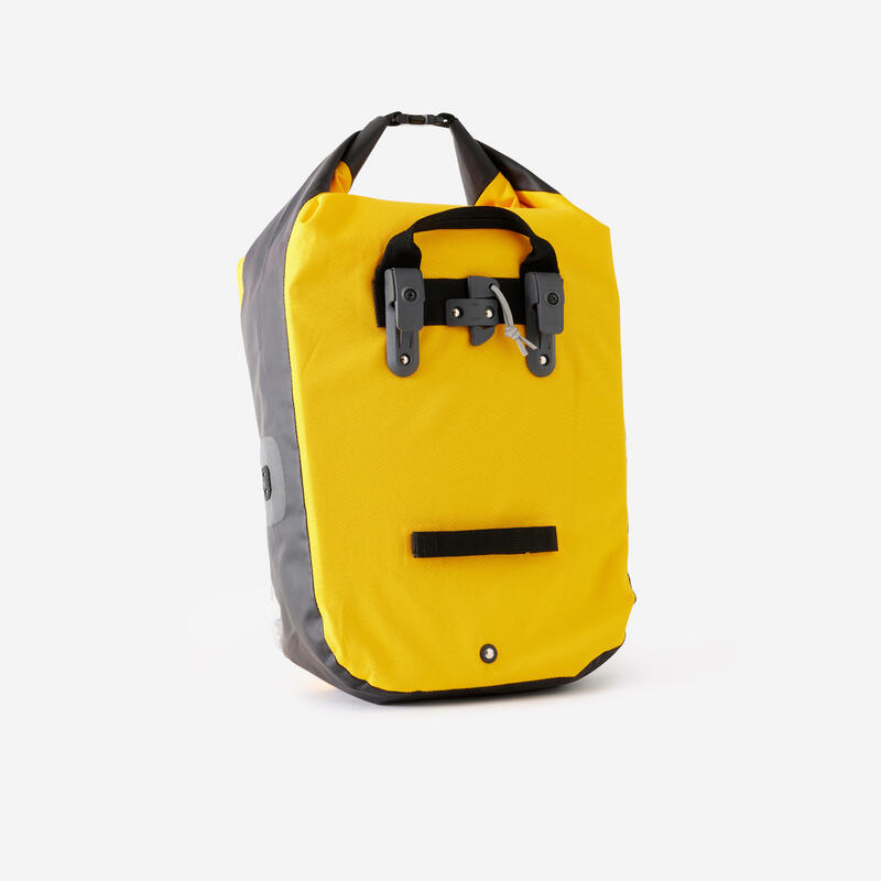 SACOCHE VELO SUR PORTE-BAGAGES 500 20L IMPERMEABLE JAUNE