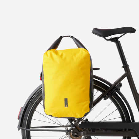 Neperšlampamas ant bagažinės tvirtinamas dviračio krepšys „500“, 20 l, geltonas