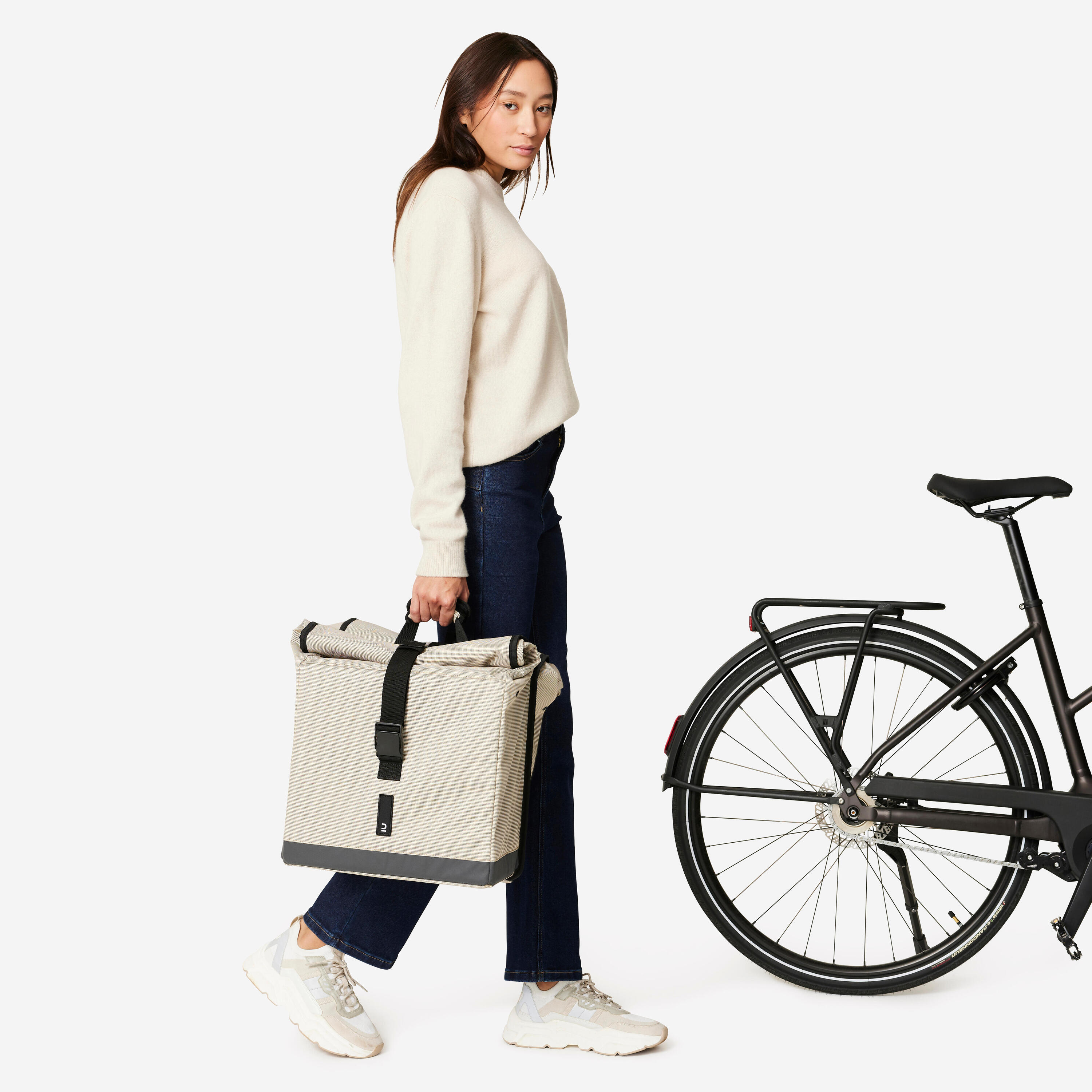 Doppel-Fahrradtasche 500 2 × 20 Liter beige  5/10