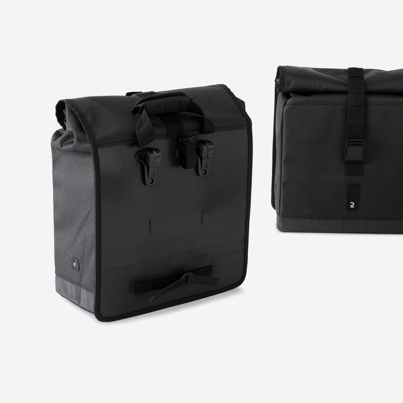500 Bisiklet Tur Çantası Heybe 2 × 20 L Siyah