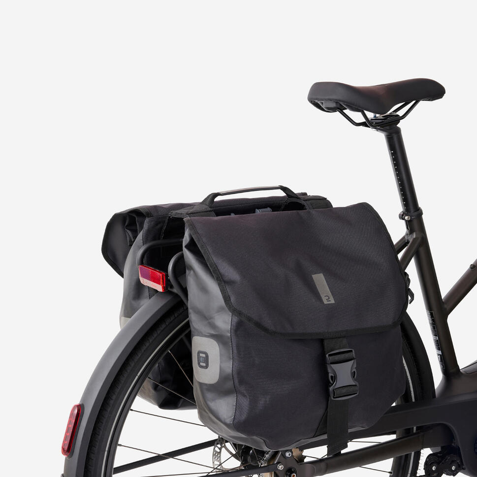 Sakwy rowerowe podwójne Btwin 540 na bagażnik 2x20 l wodoodporne