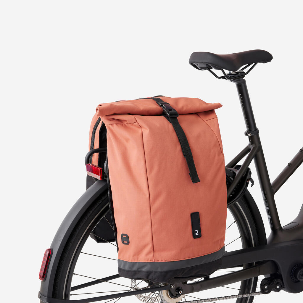 Doppel-Fahrradtasche Gepäcktasche Rucksack für Gepäckträger 27 Liter grün/grau 