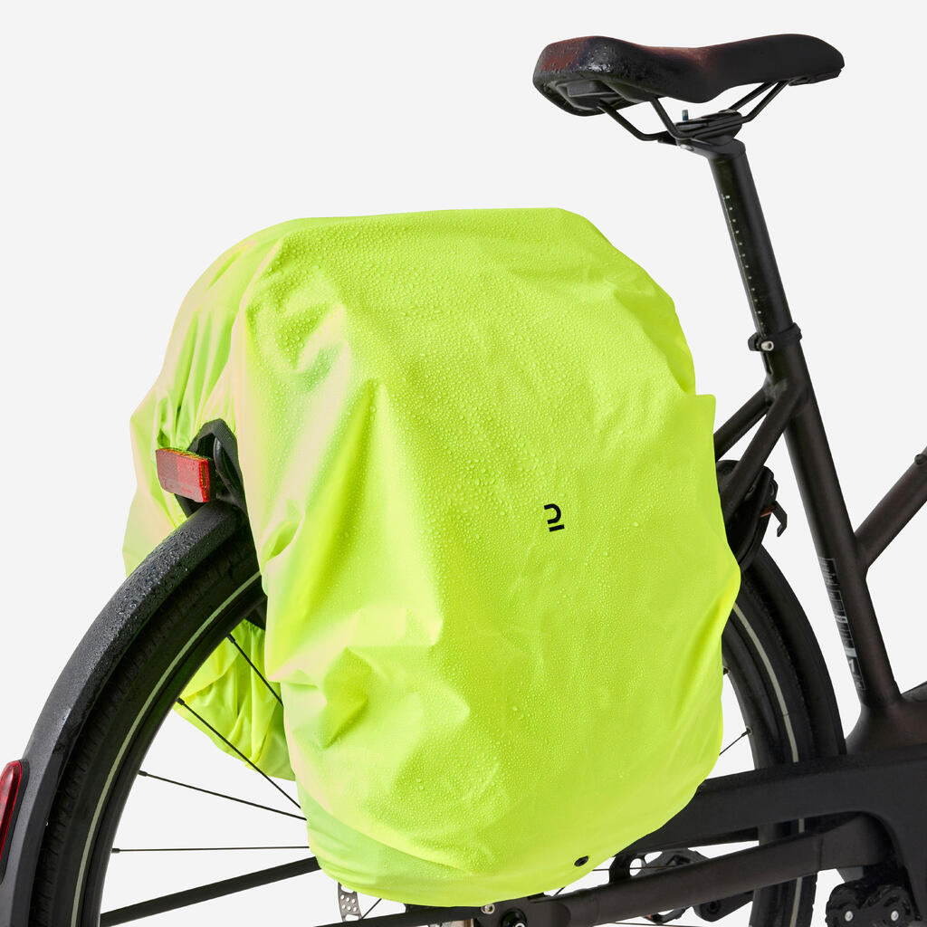 Doppel-Fahrradtasche Gepäcktasche Rucksack für Gepäckträger 27 Liter grün/grau 