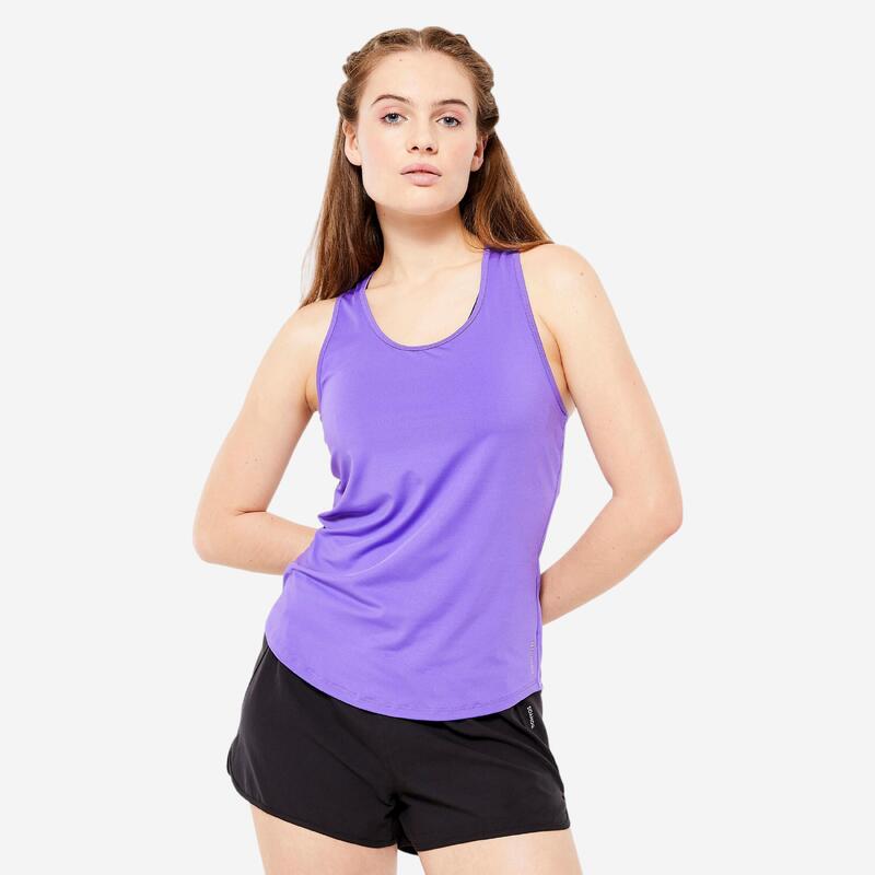 Camiseta Sin Mangas Fitness Cardio My Top Mujer Violeta Espalda Natación