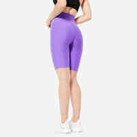 Women's High-Waisted Cardio Fitness Bike Shorts - Purple