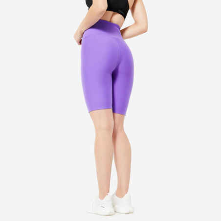 Women's High-Waisted Cardio Fitness Bike Shorts - Purple