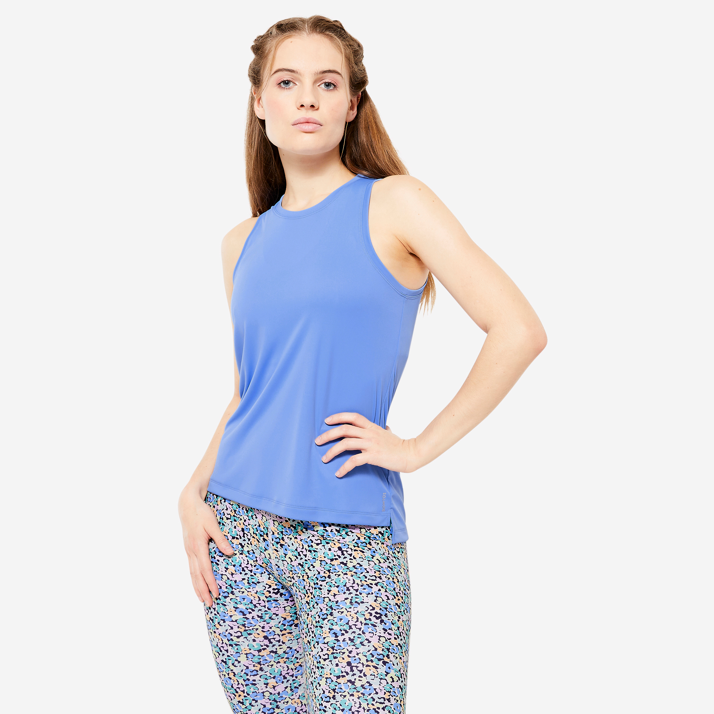 Débardeur droit fitness cardio Femme Bleu