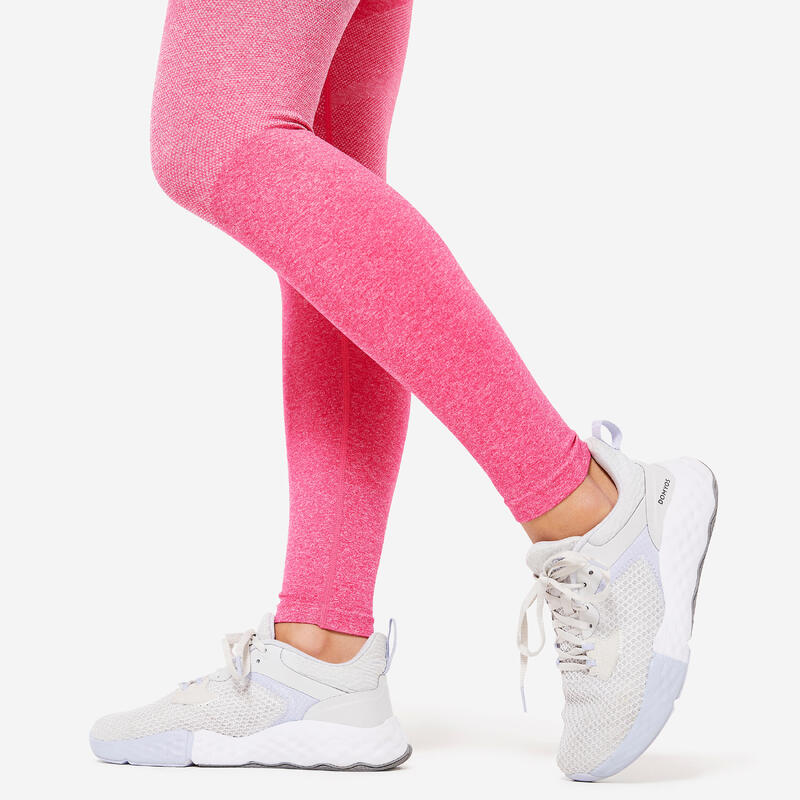 Leggings donna fitness 900 vita alta seamless con tasca rosa