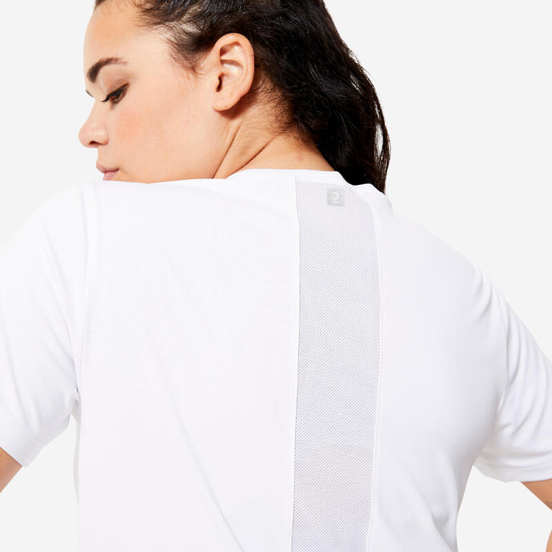 T-shirt Manches Courtes Fitness Cardio Femme Blanc
