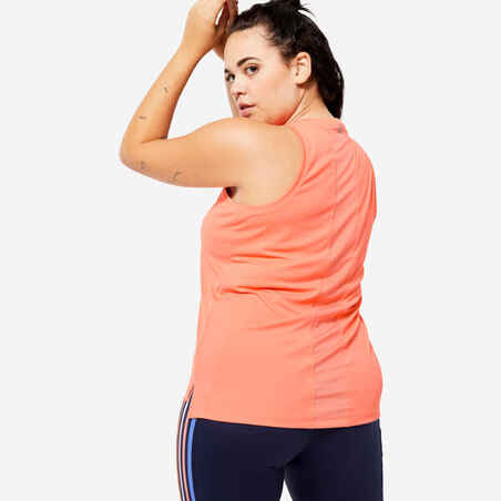 Γυναικείο αμάνικο μπλουζάκι σε ίσια γραμμή για cardio fitness - Κοραλλί