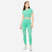 High-Waisted Seamless Fitness Leggings with Phone Pocket - Green