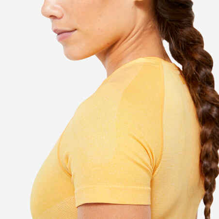 Trumpi besiūliai trumparankoviai kūno rengybos marškinėliai, geltoni