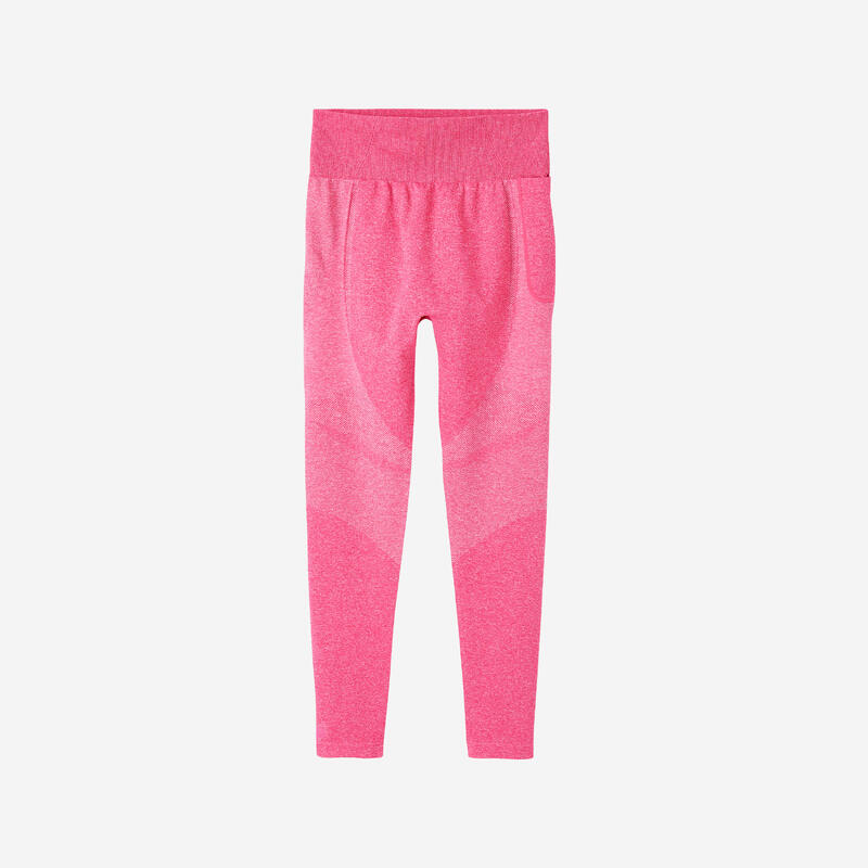 Leggings donna fitness 900 vita alta seamless con tasca rosa