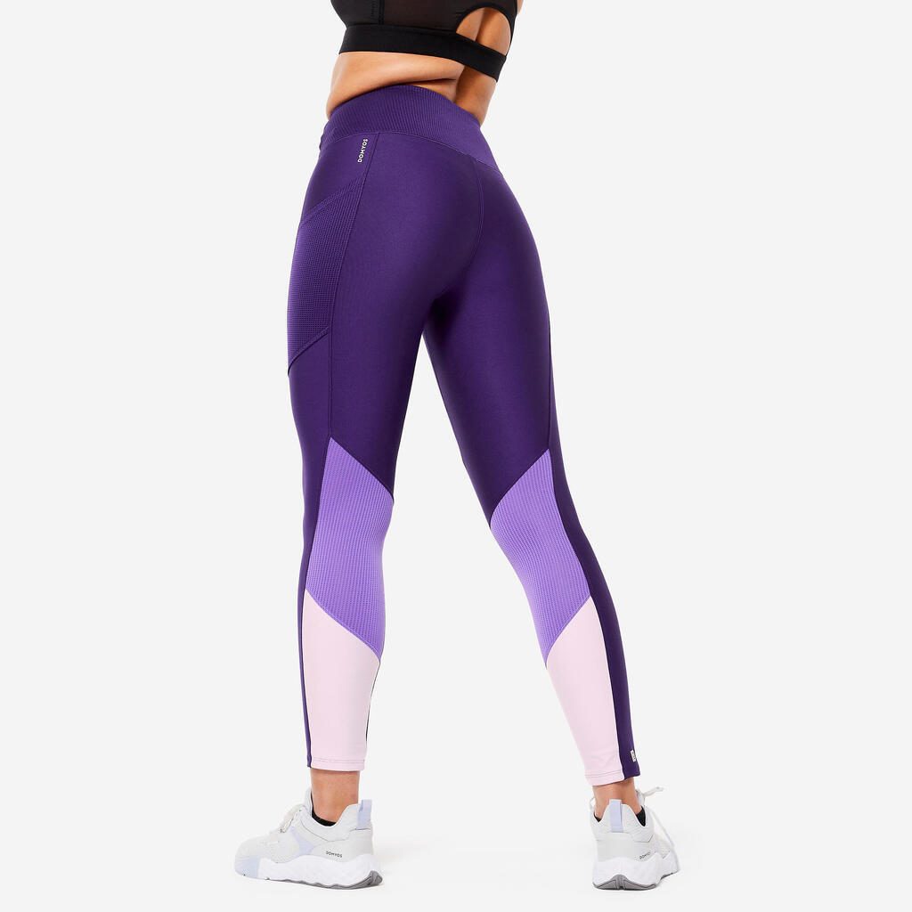 Women's Fitness Cardio Leggings with Phone Pocket - Black/Grey Print