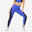 Sportleggings Damen hoher Taillenbund - blau mit Print