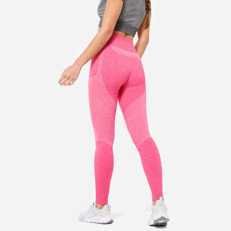 High-Waisted Seamless Fitness Leggings with Phone Pocket - Pink