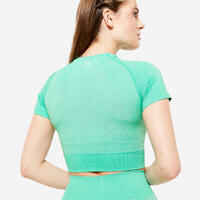 Seamless Short-Sleeved Cropped Fitness T-Shirt - Green