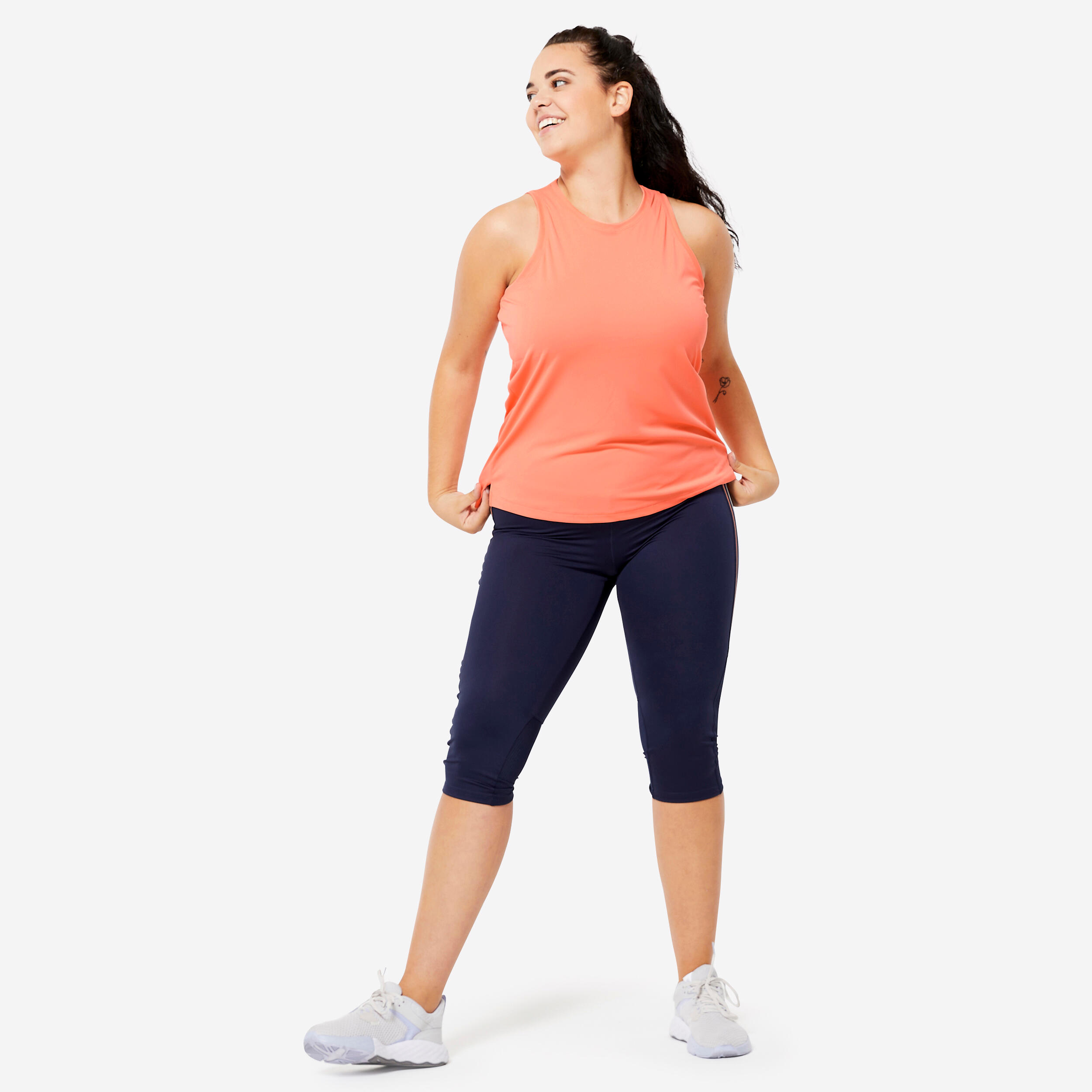 Women's Straight-Cut Fitness Tank Top - Pastel Coral Orange 2/7