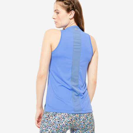 Γυναικείο αμάνικο μπλουζάκι σε ίσια γραμμή για cardio fitness - Μπλε