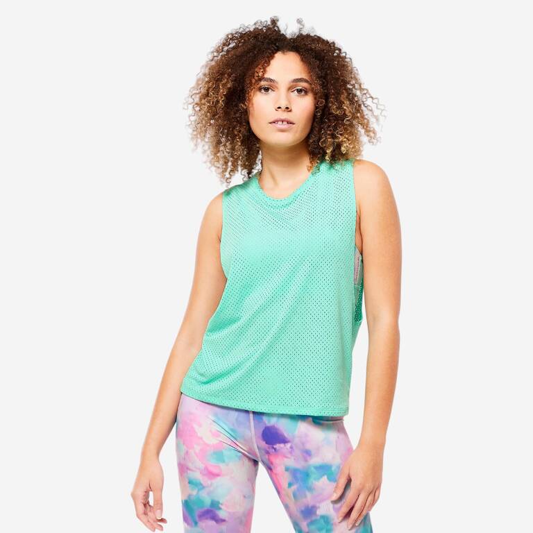 Women Gym and Dance Tank Top Loose Fit Polyester - Mint Green