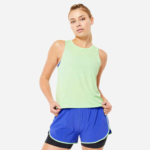 Playera de fitness sin mangas verde para mujer