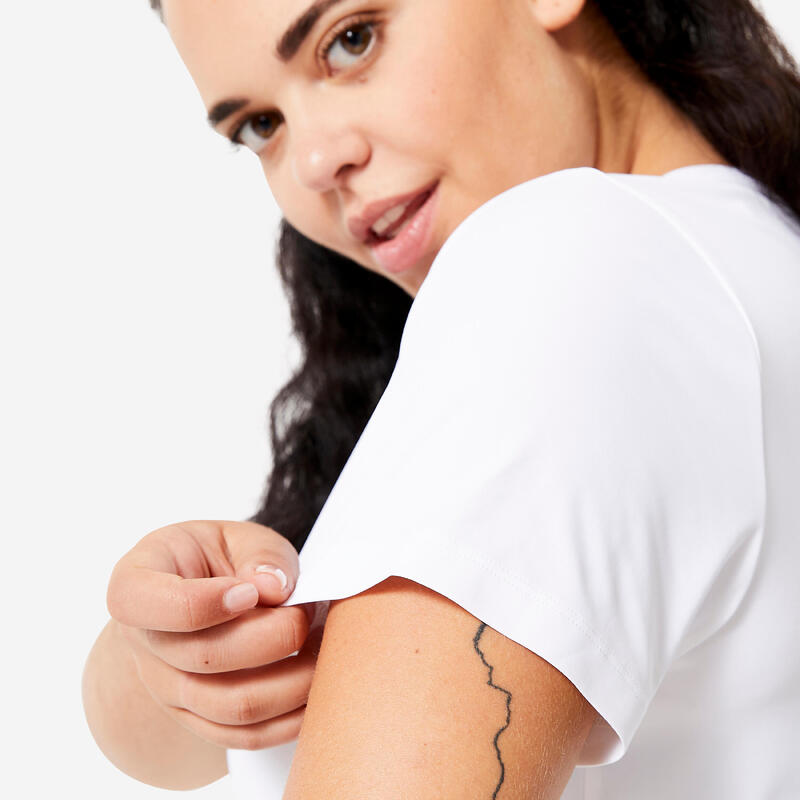 Tshirt manches courtes fitness cardio femme Rose clair DOMYOS Decathlon