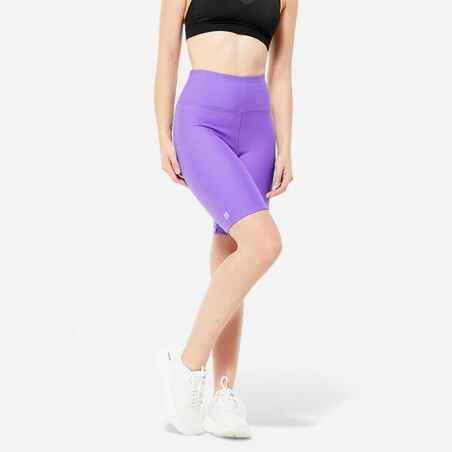 Women's High-Waisted Cardio Fitness Bike Shorts - Purple