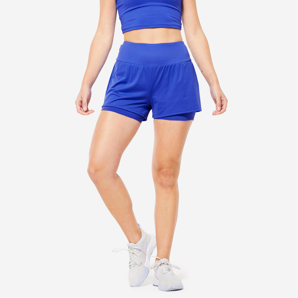 2-in-1 Anti-Chafing Fitness Short Shorts - Blue