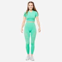 Seamless Short-Sleeved Cropped Fitness T-Shirt - Green