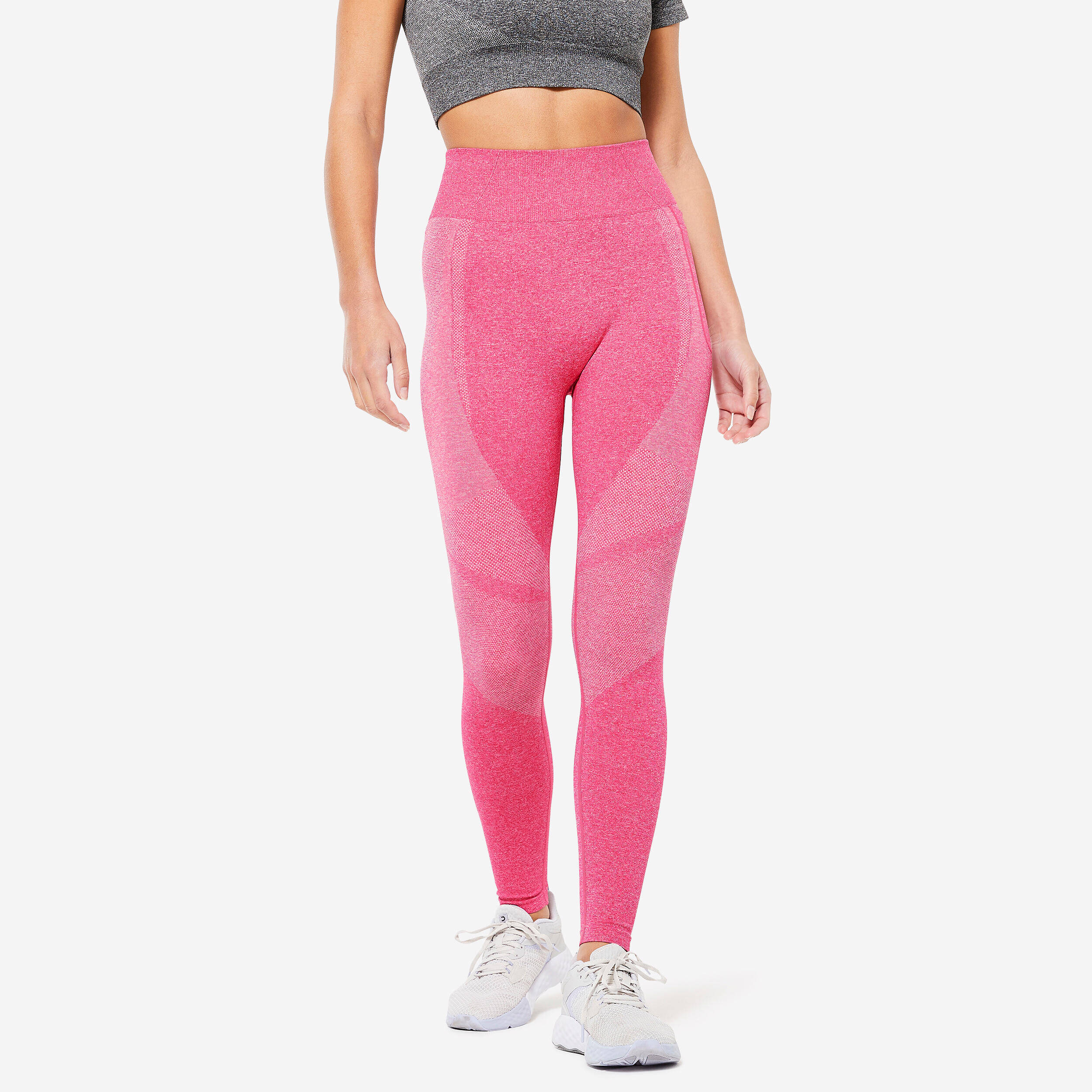 Women Gym Leggings Seamless High Waist with Phone Pocket - Pink