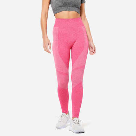 High-Waisted Seamless Fitness Leggings with Phone Pocket - Pink