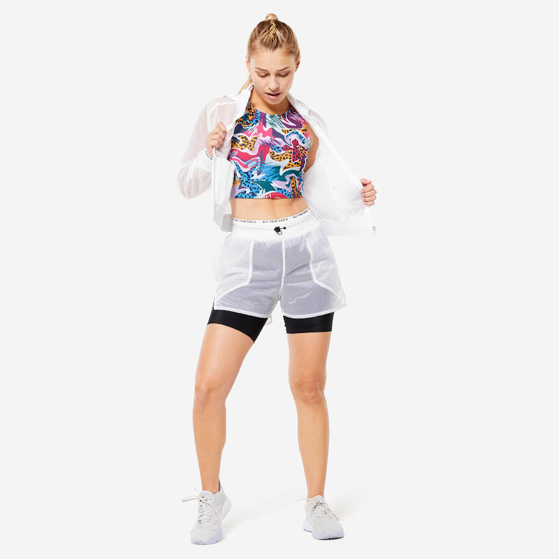 Hanorac cu fermoar Fitness Cardio Alb Damă