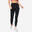 Sportleggings Damen hoher Taillenbund - schwarz mit Print