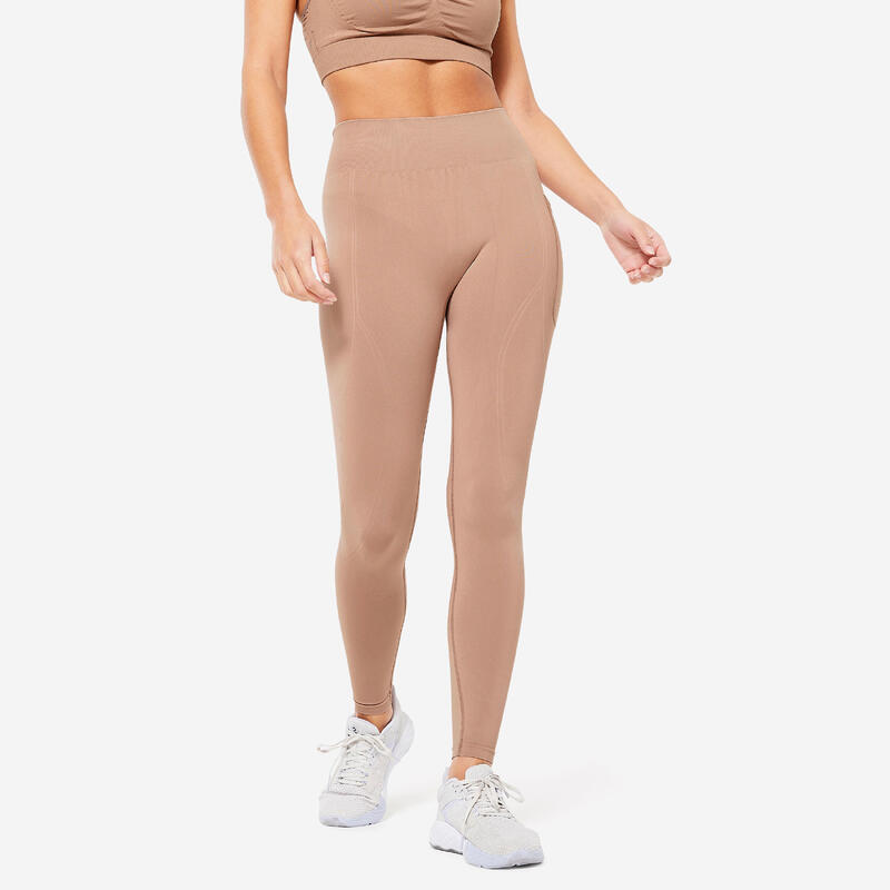 Naadloze booty lift legging voor dames bruin