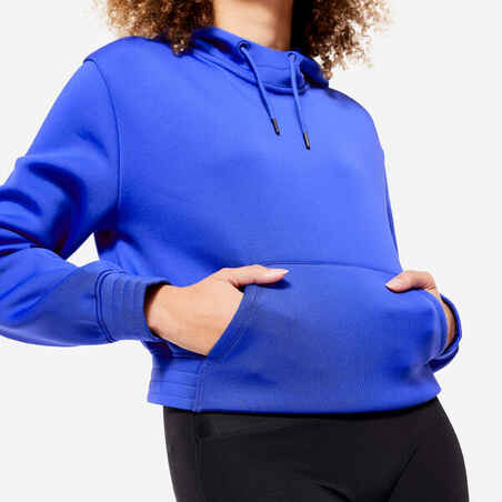 Cropped Cut Fitness Cardio Hooded Sweatshirt - Blue