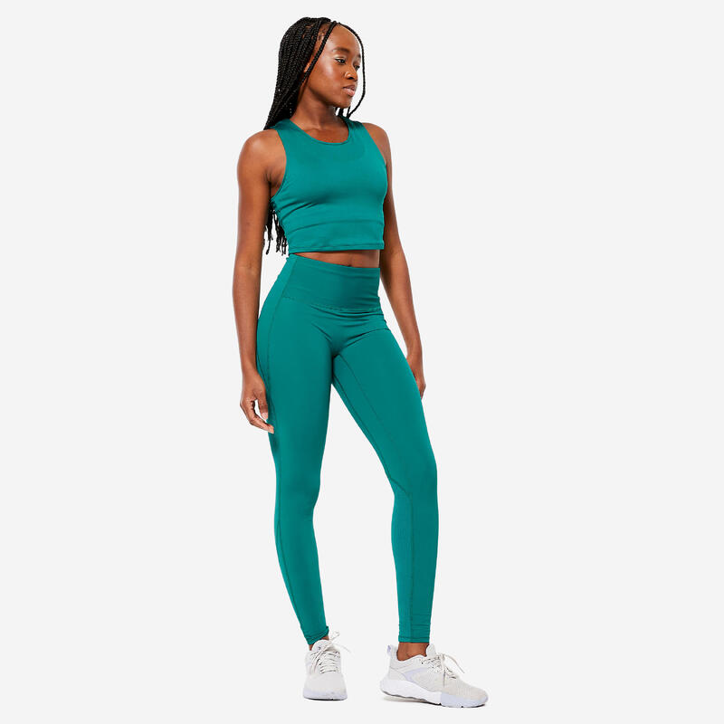 Canotta donna palestra 120 slim fit cropped traspirante verde