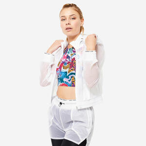 Chaqueta Fitness Cardio Mujer Blanco Capucha