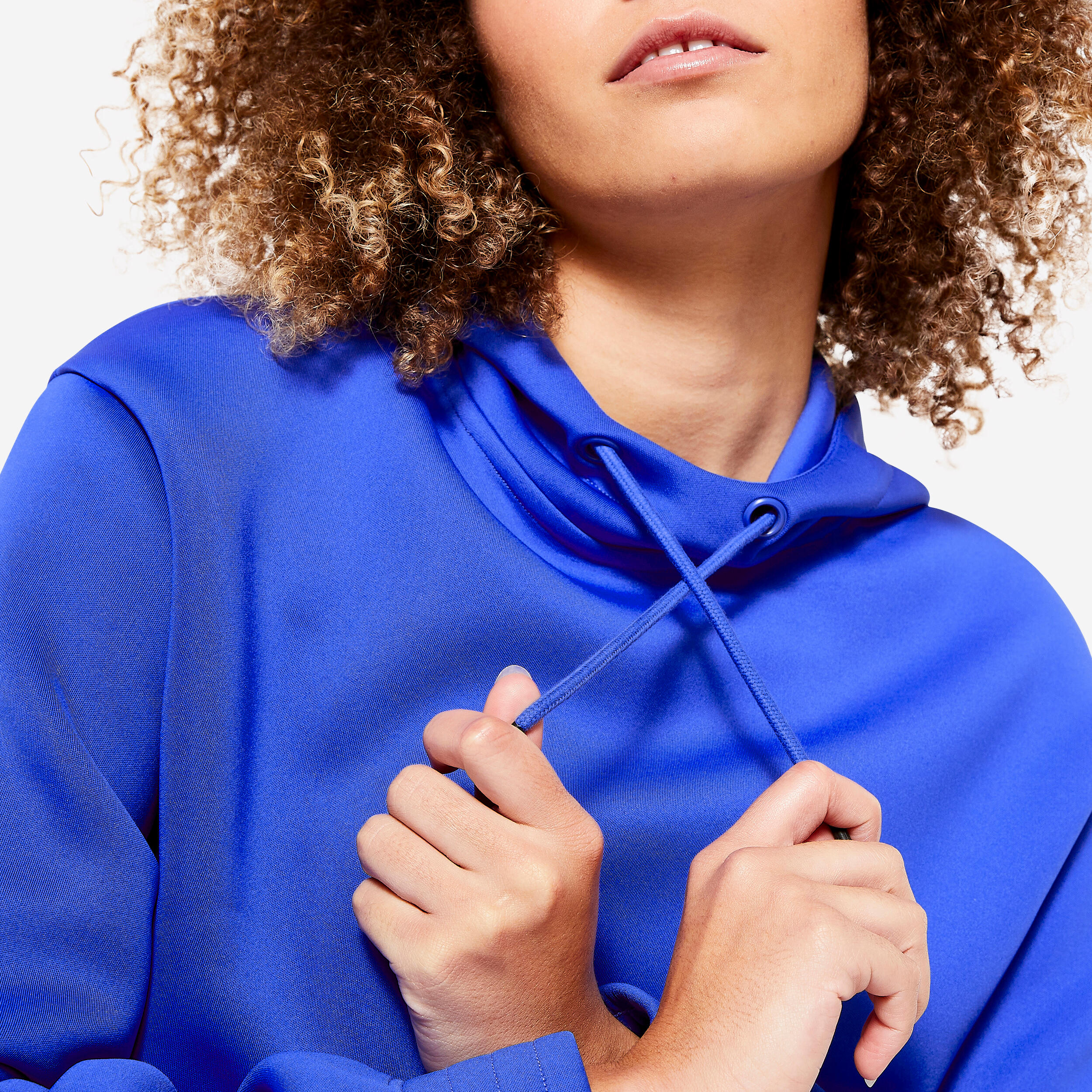 Cropped Cut Fitness Cardio Hooded Sweatshirt - Blue 3/7