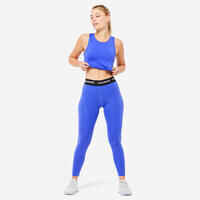 Camiseta Sin Mangas Crop Top Fitness Cardio Mujer Azul