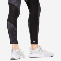 Legging avec poche téléphone Fitness Cardio Femme Imprimé Noir et Gris